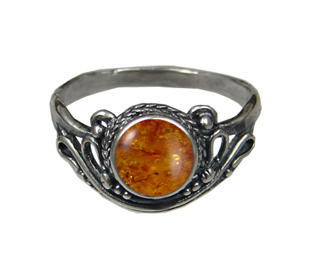 Sterling Silver Ring with Amber Size 7